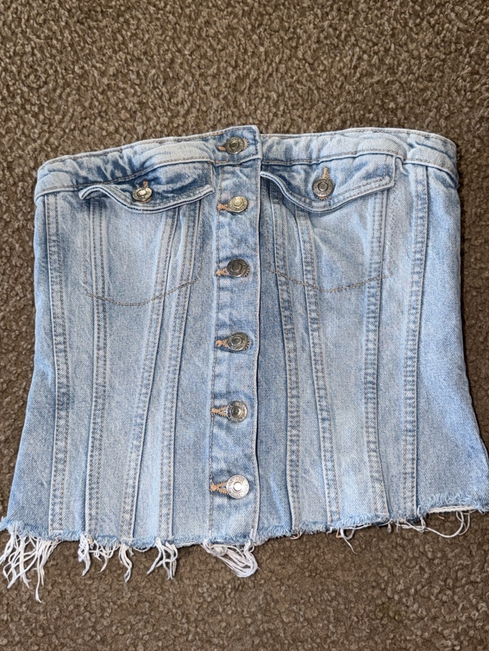 Zara Light Blue Denim Corset Top